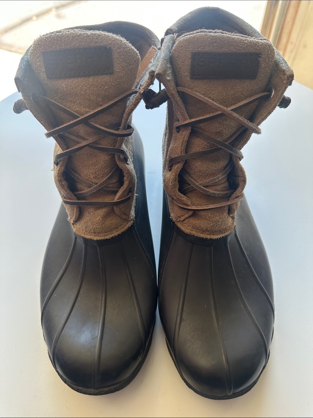 Sperry Brown and Black Duck Boots